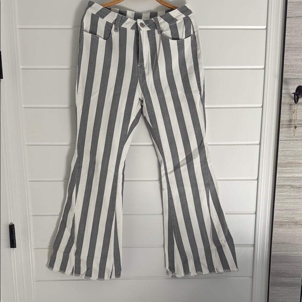 Striped Gray and White Womens Bottoms